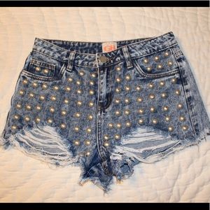 studded jean shorts. size 7